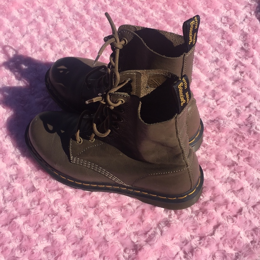 Green Soft Leather Doc Martens